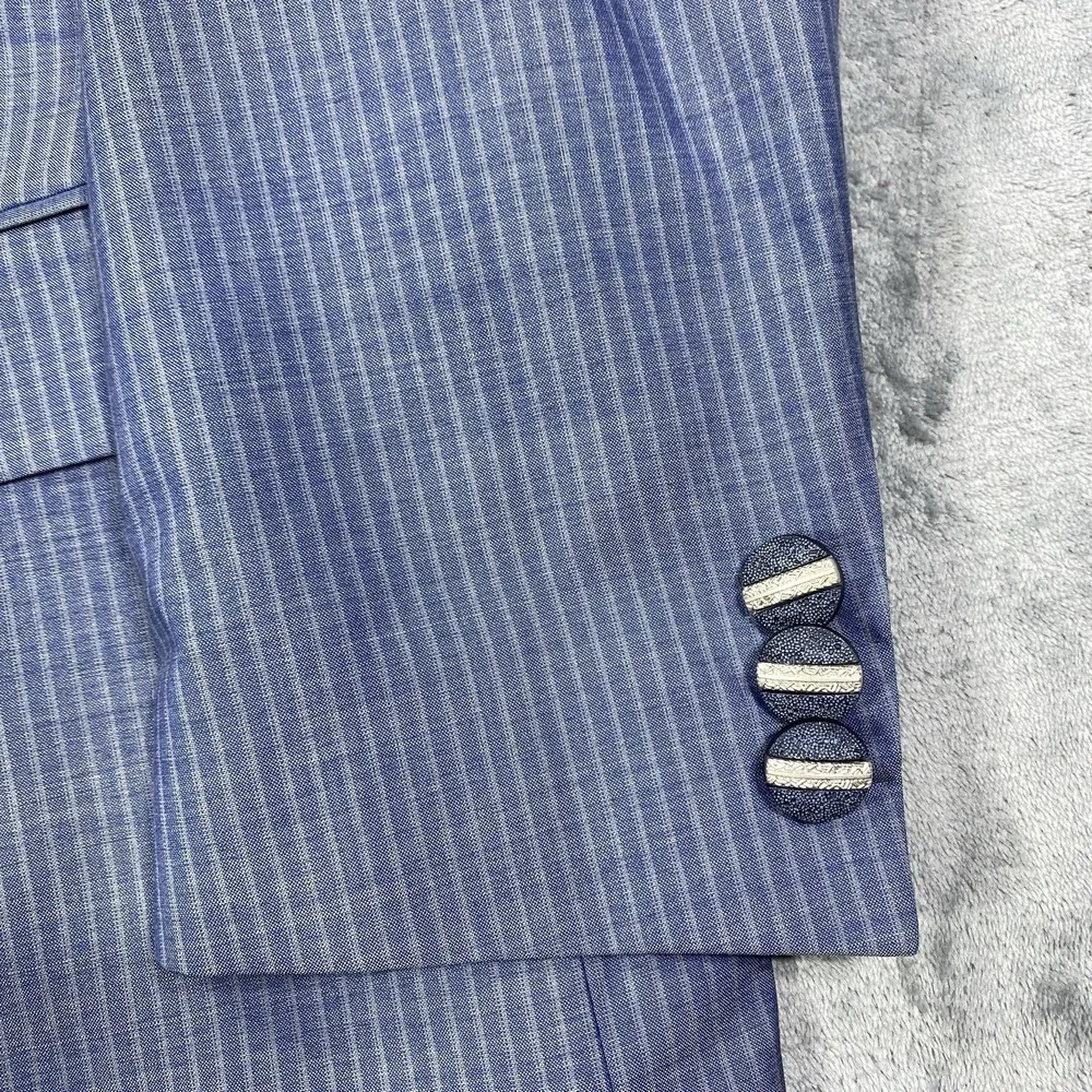 Joseph Abboud Blazer Mens 42R Blue Lanificio Stripe Sport Coat VTG 130s Wool USA